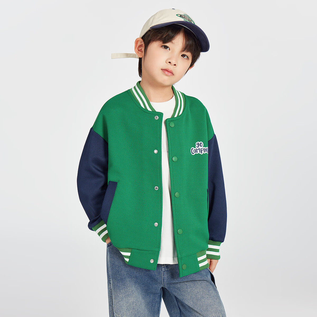 Duoduojia Boys' Knitted Jacket, Spring And Autumn 2026, for Older Children, Comfortable And Stylish Outerwear, Casual Cool Baseball Jacket for Kids