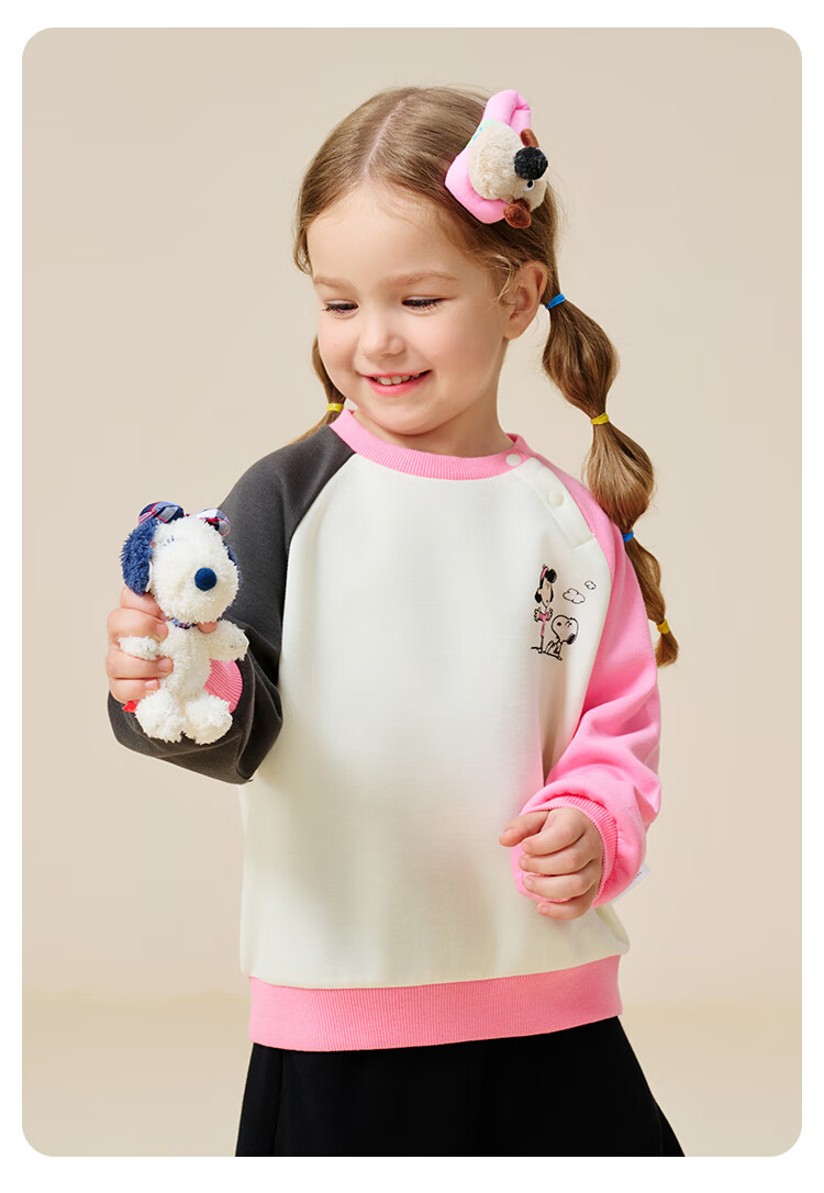 SNOOPY Girls' Hoodie Children's Top Baby Cute Comfortable Casual Wear Heart Family Deep Purple 7