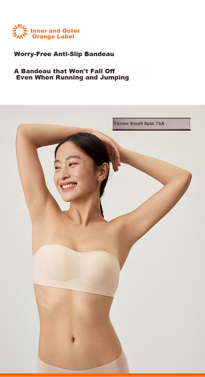 NEIWAI Orange Label Zero-Worry Strapless Anti-Slip Wireless Fixed Cup Bra, Women's Breathable Underwear with Detachable Straps 2