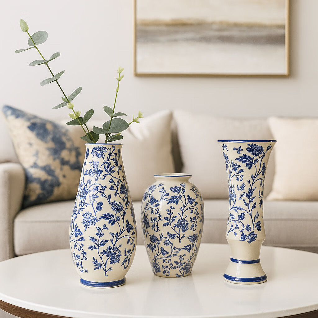 Mudingding New Chinese-Style Blue And White Porcelain Vase, Luxurious High-End Office Decoration, Dining Table Ornament, Flower Vase, Birthday Gift 3