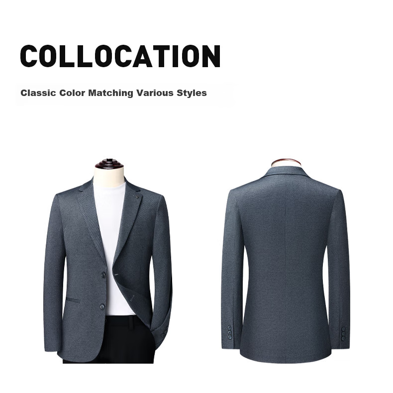 FIRS Wrinkle-Resistant Suit Jacket for Men, Slim Fit Business Young Man Blazer, Work Uniform Casual Single-Breasted Coat 4