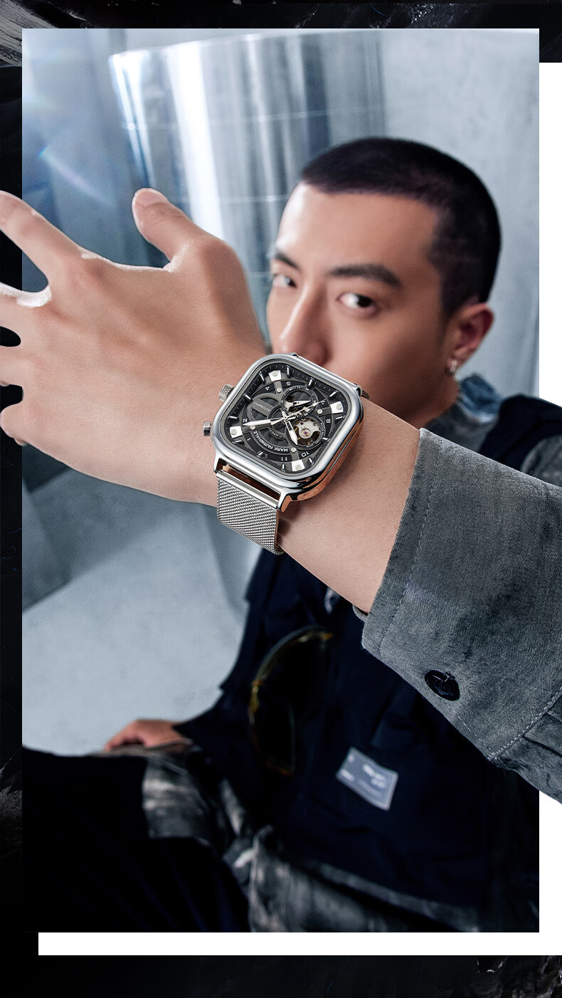 MARK FAIRWHALE Automatic Mechanical Watch for Men, Students, Sports, Skeleton Design, Top Ten Famous Watches, Chinese Brand, Birthday Gift for Boyfriend, 6014 3