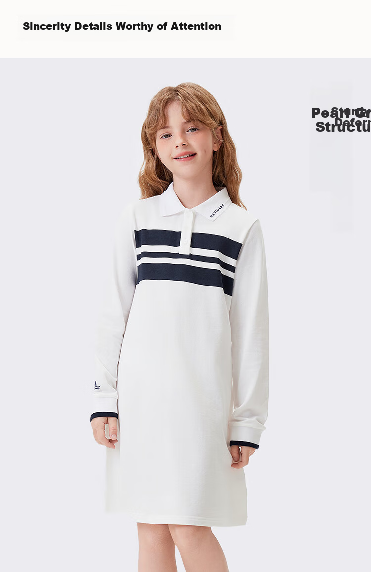 Navigare Girls' Dress, Children's Skirt, Student Long Dress, Classic Versatile Comfortable Ballfield Elite Deep Blue 120 2