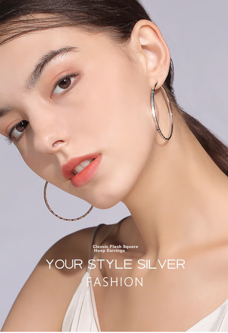 Dijing Large Hoop Earrings for Women, 990 Sterling Silver Ear Hoops, Round Earrings, European And American Style, Exaggerated Luxury Jewelry 1