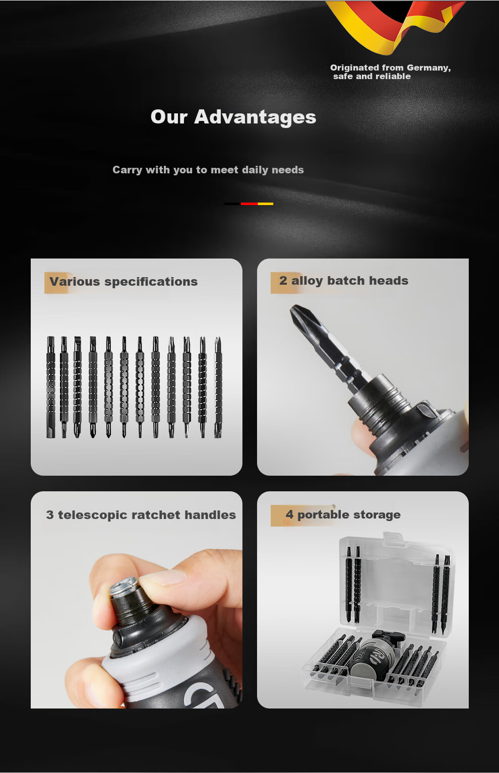 MASTERPROOF Multi-Functional Ratchet Screwdriver Set with Unique Bull Head, Plug-In Socket, And Triangular Head for Power Strips, Two-I 3