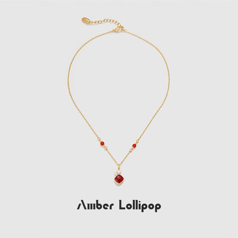 Amber Lollipop Jewelry Necklace, Women's Pendant, Light Luxury Neck Chain, Valentine's Day Birthday Gift for Girlfriend Or Wife