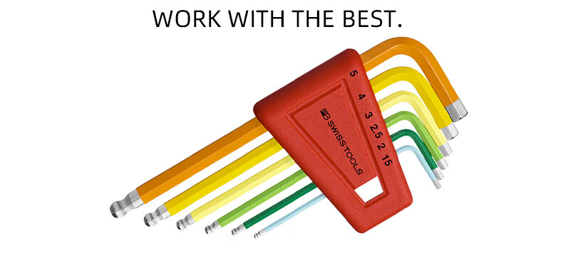 PB SWISSTOOLS Swiss Imported Metric Hex Key Set Repair Tools, 212.H-5RB Colorful Short Ball Head 6-Piece Set 1