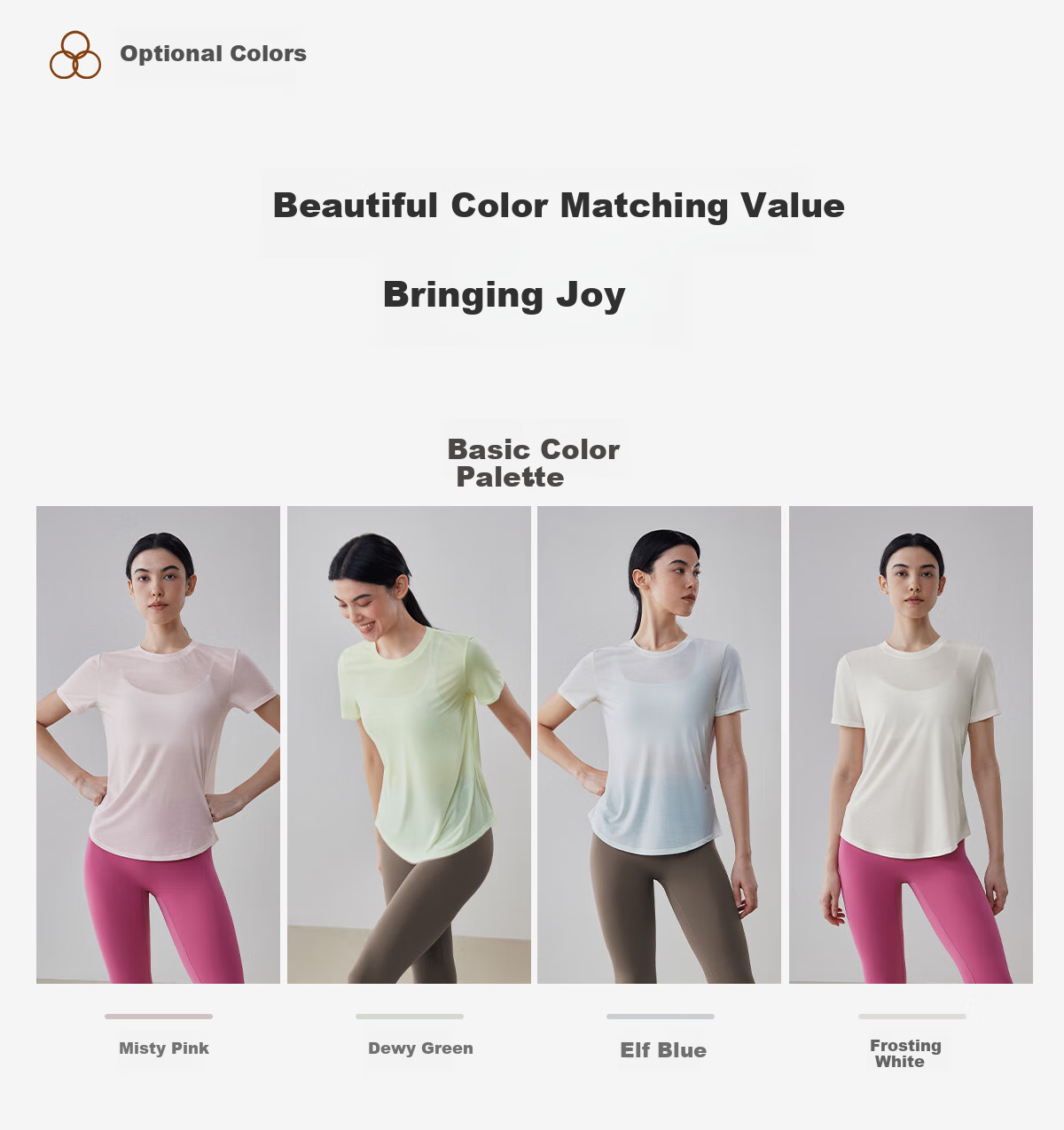 Gigt Quick-Dry Sports Short Sleeve for Women, Summer Tencel Breathable Round Neck Fitness Wear Yoga Top, Light Mist Pink, S 15