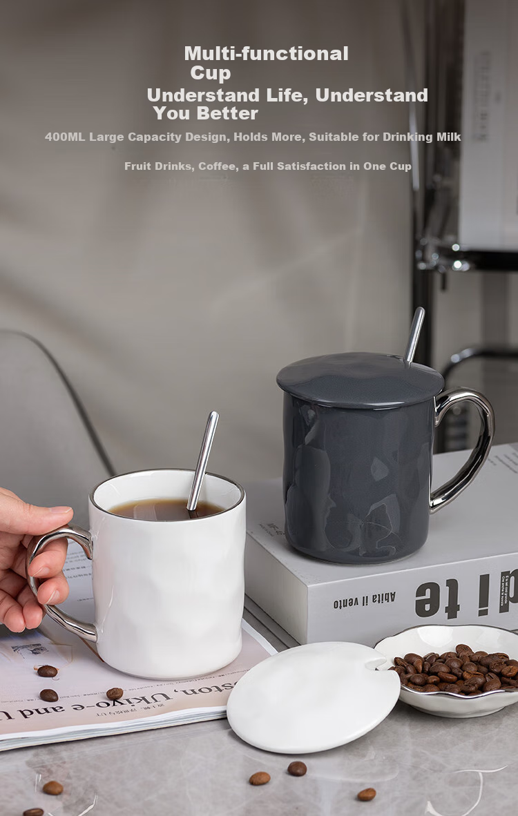 Banwu Life Ceramic Mug with Lid and Spoon High-Quality Office Tea Cup Cute Milk Cup for Women 9