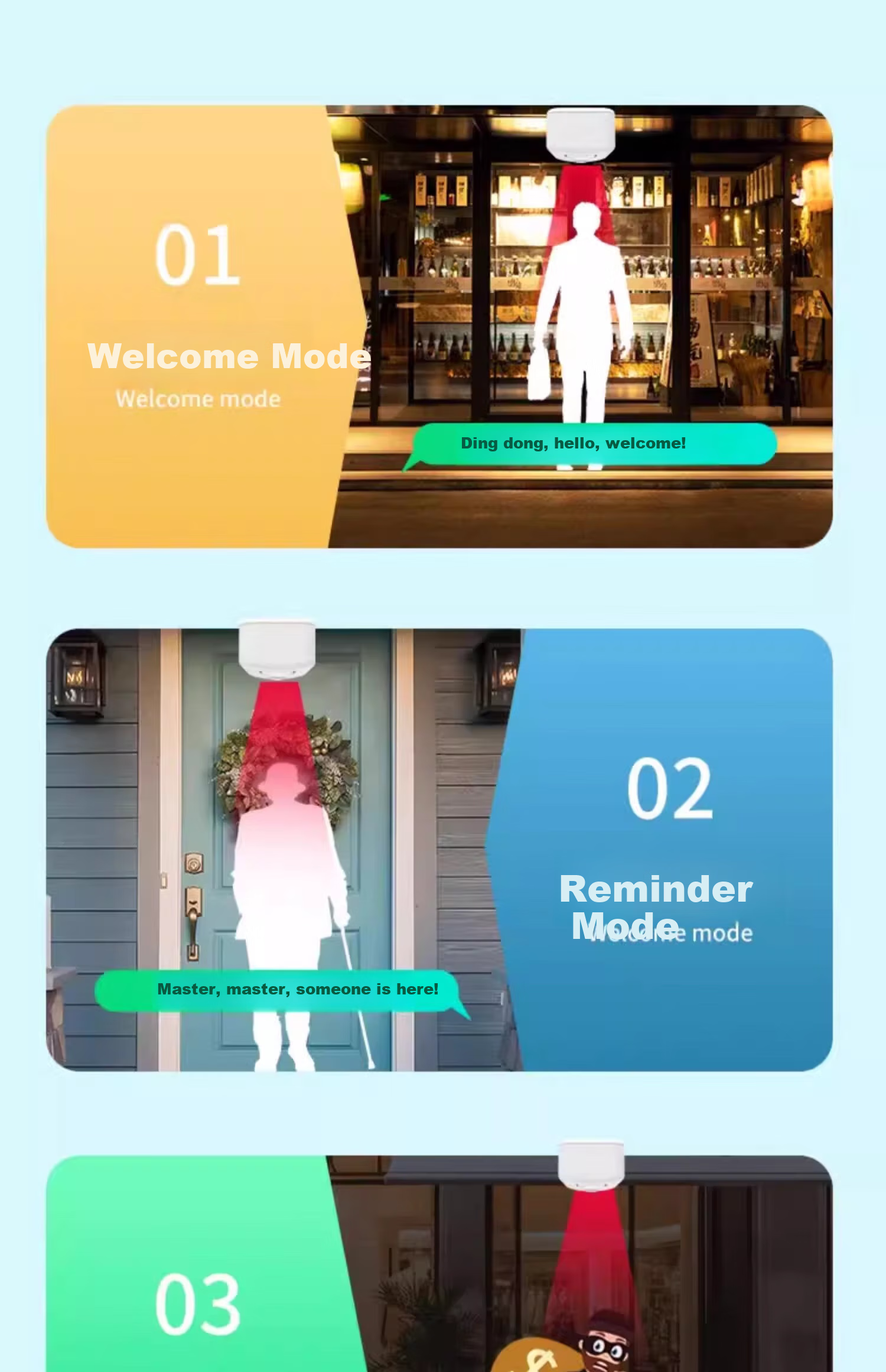 Dahong DH-09H Welcome Sensor for Store Entrance, Voice Prompt Greeting Device, Supermarket Doorbell, Commercial Use 4