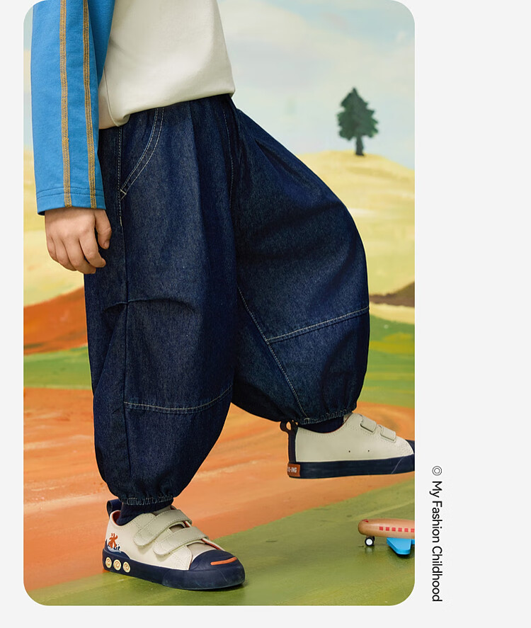 ASK JUNIOR Children's Washed Jeans, Autumn Boys' Lantern Pants, Cropped Pants, Toddler Running Sports Casual Trousers 10