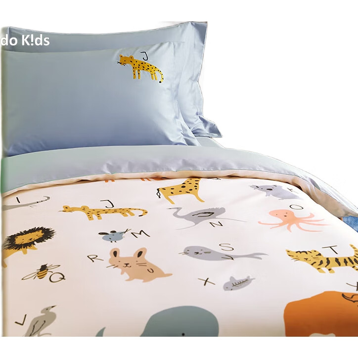 Комплект постельного белья MIDO HOUSE, 100% хлопок, детский, "Animal Party", для кровати 1.5м, голубой
