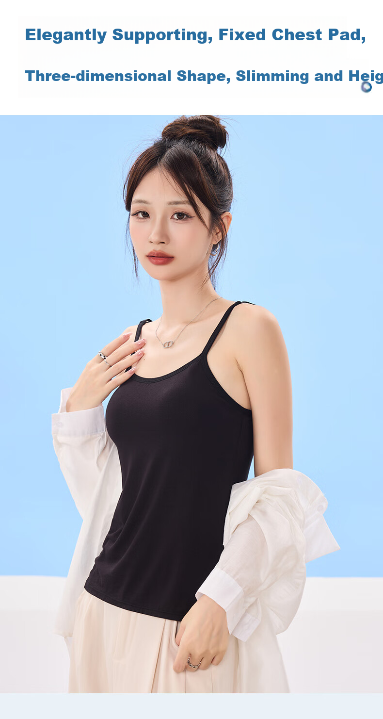 Ziyouxi Women's Summer Camisole with Chest Pad, Stylish Back Design, Versatile Innerwear and Outerwear Tank Top 5