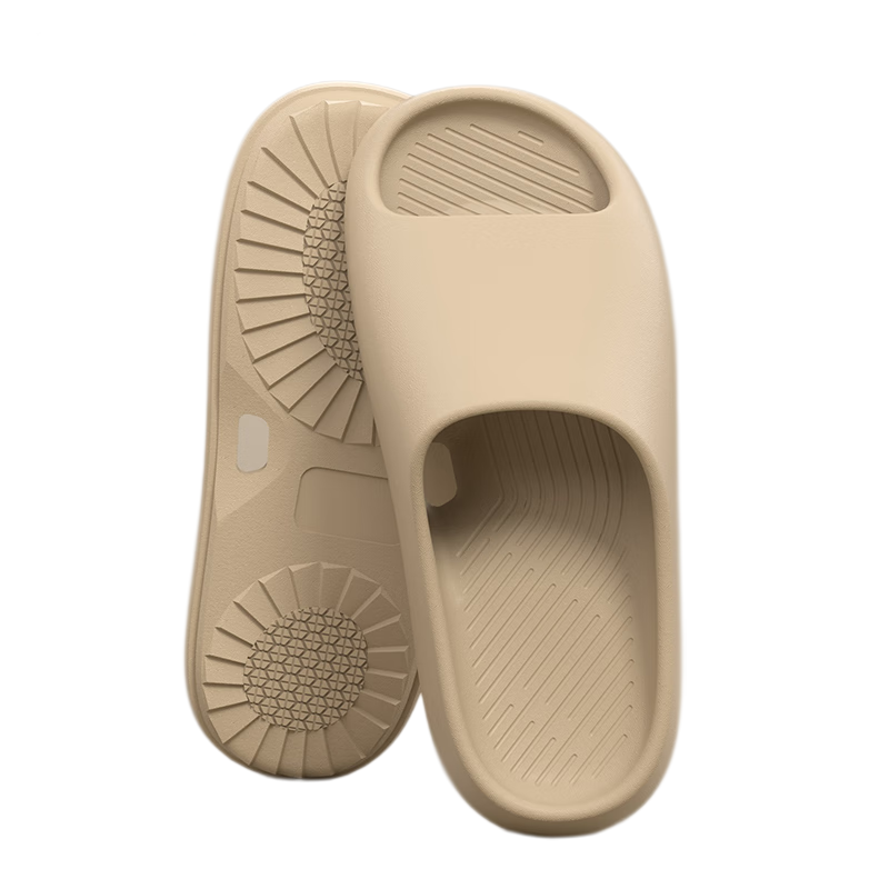 XGGC Non-Slip Bathroom Slippers for Men, Home Shower Drainage Indoor Slippers for Pregnant Women and Elderly, All-Season Beige Size 38-39