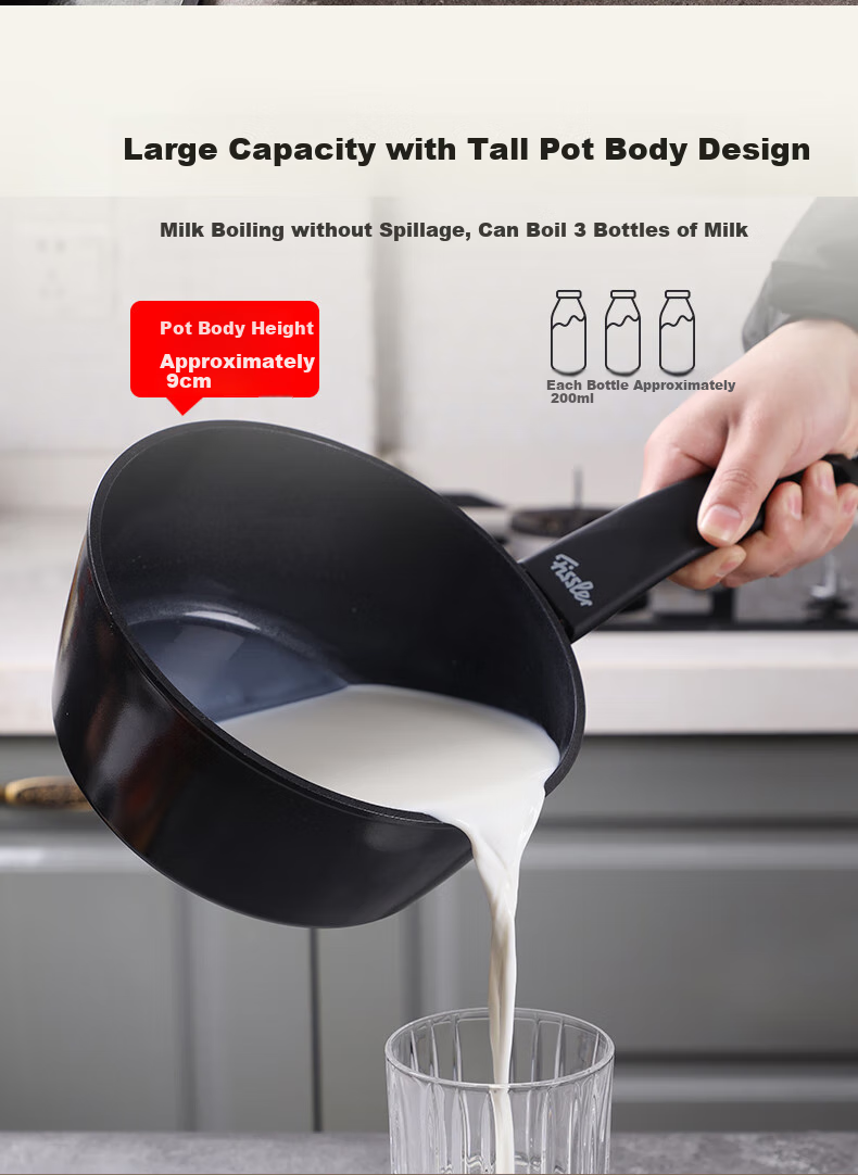 Feishile Ceramic Non-Stick Milk Pot 18cm, Household Ceramic Cookware for Single Serving, Baby Food Pot, Breakfast Noodle Pot 6