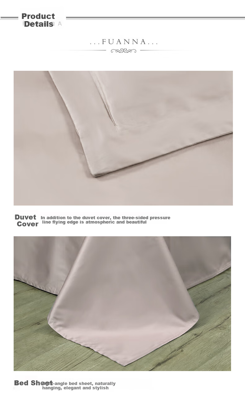 FUANNA High-End Bedding Set, Four Pieces, 120s Double-Ply Long-Staple Cotton Sateen Bed Sheet Set, 230*229cm 9