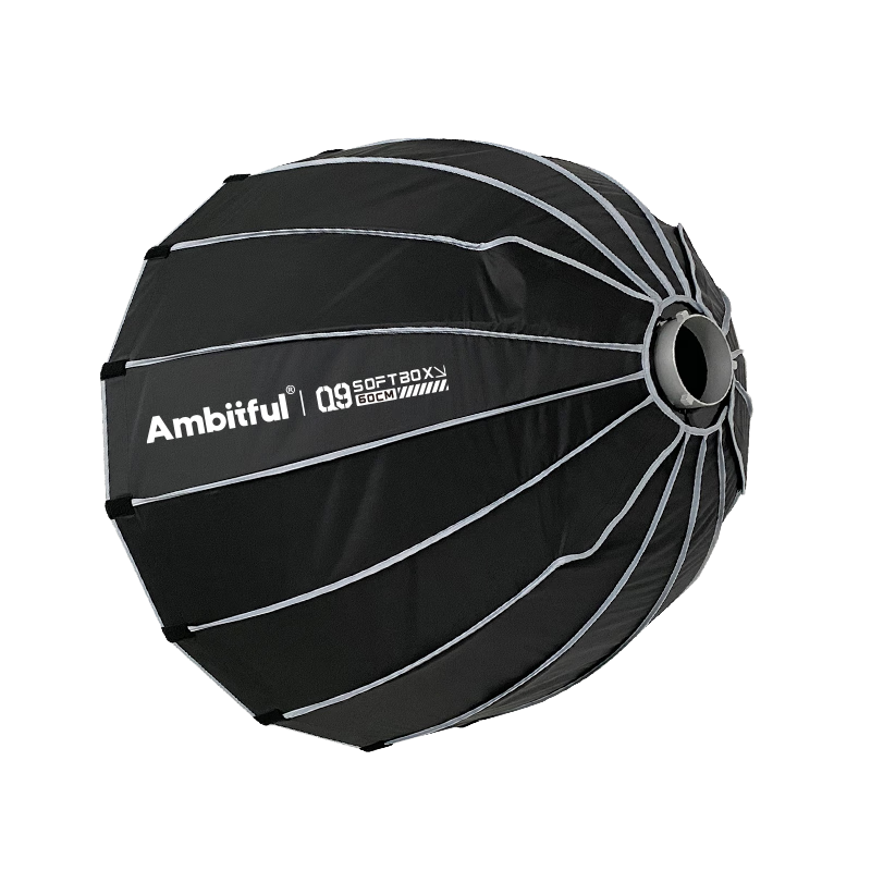 AMBITFUL ZhiJie Q9 Ultra-Fast Assembly Deep Parabolic 60CM Softbox with Bowens Mount Soft Diffuser for Godox SL150III Live Streaming Photography Light
