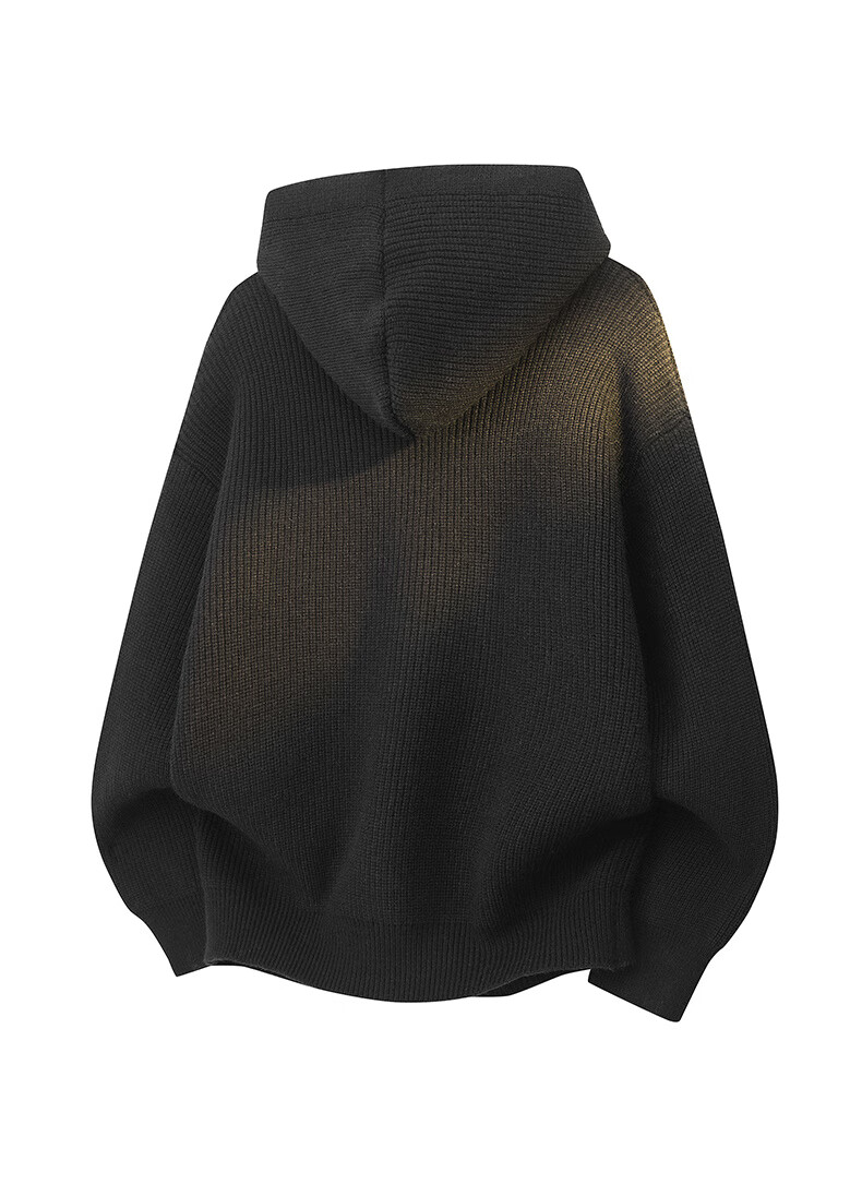 :CHOCOOLATE IT Hooded Knit Cardigan Men's Autumn New American Streetwear Casual Jacket Black Gray M 4