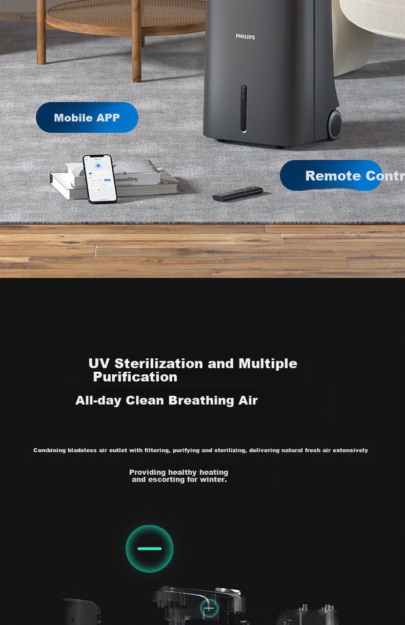 PHILIPS Air Cooler, Powerful Cooling Fan, Home Use Cold Air Machine, Dual-Purpose Heating And Cooling All-In Water-Cooled Bladeless Electric Fan, Circulating Fan, Dual-Use Heater, Warm Air Machine ACR4248X 5