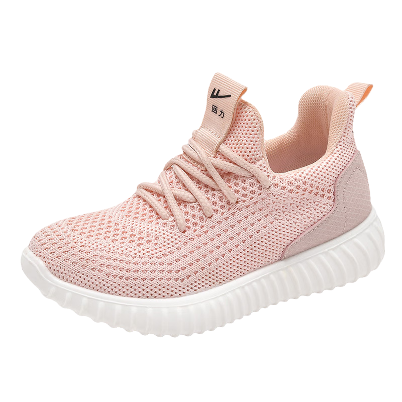 Warrior Kids Flyknit Sports Shoes Breathable Casual Mesh Shoes for Boys and Girls WZJS0062 Pink Size 37
