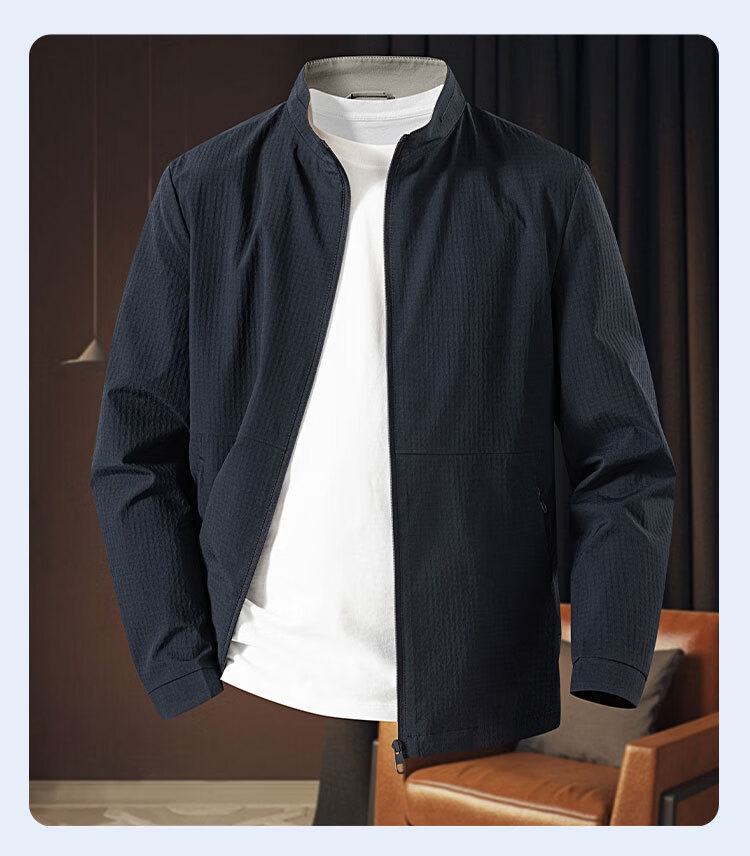 ROMON Men's Comfortable Business Jacket Casual Basic Versatile Stand Collar Outdoor Jacket 9