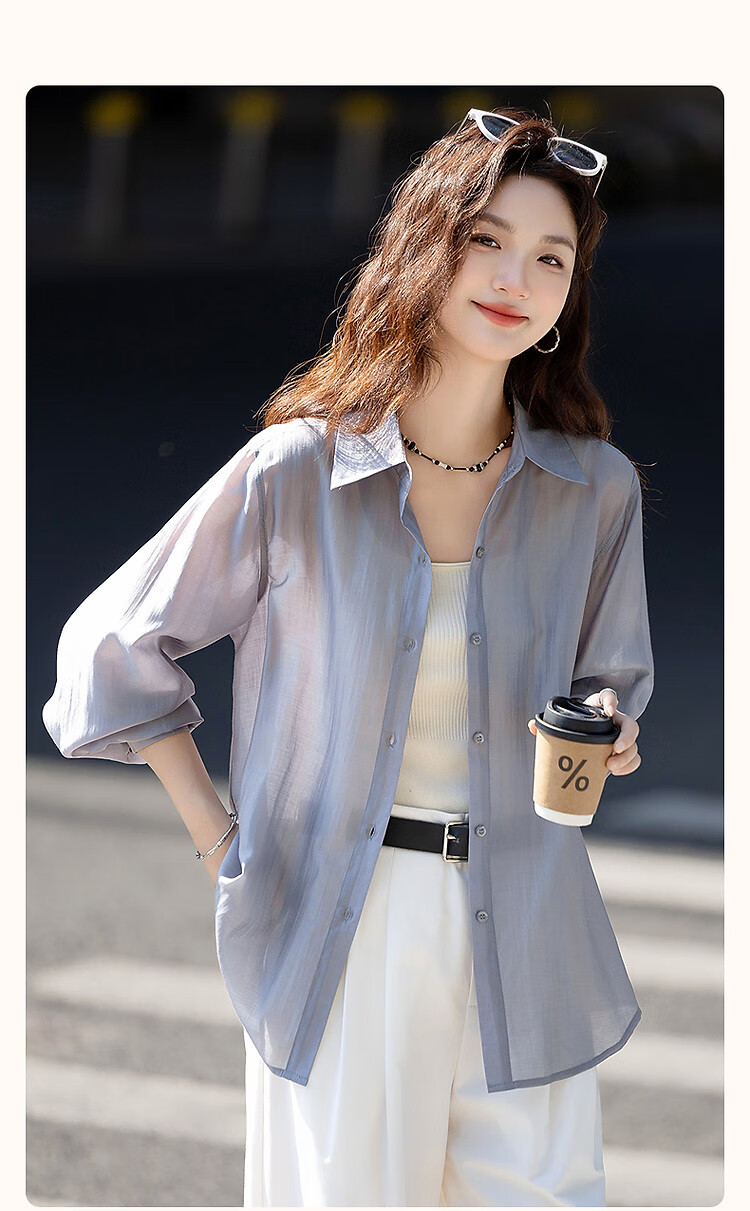 Demana Sweet Oxygen Dopamine Spring Autumn Breathable Lyocell Polo Collar Lightweight Relaxed Shirt Women's Top 1