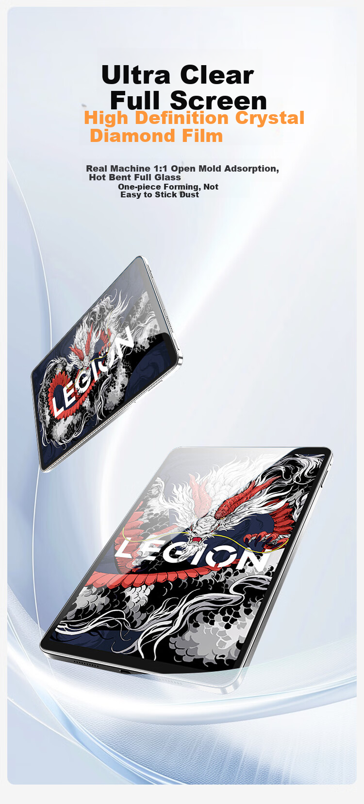 Kulefeng Tempered Glass Screen Protector for Lenovo Legion Y700, 8.8-Inch, 5th Generation, Compatible with 2026/25/24 Models, Full Coverage, Ultra-Thin, HD Clear, Anti-Scratch, Shatterproof, Fingerprint Resistant 2