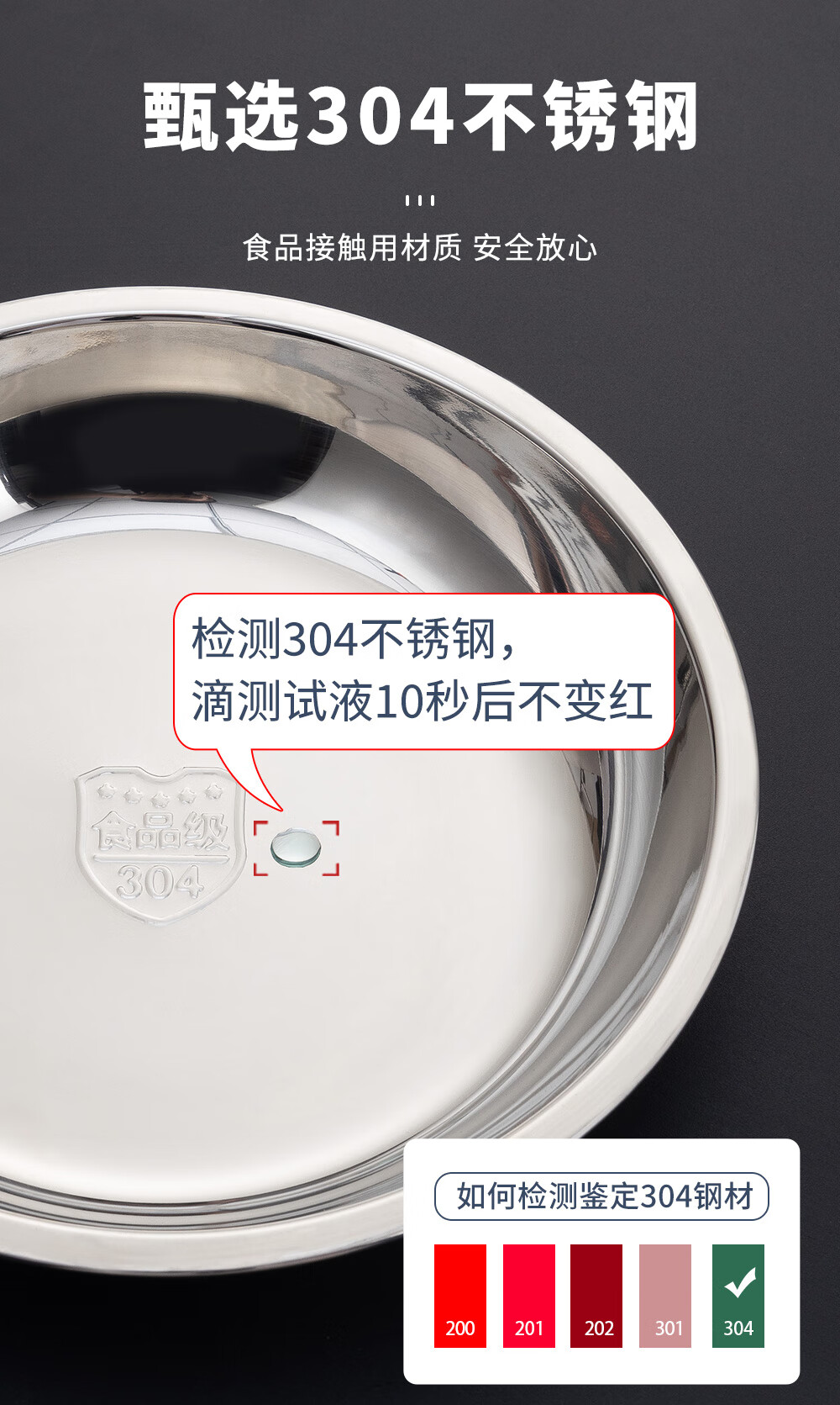 Golden Key 304 Stainless Steel Thickened Shallow Round Tray Commercial Kitchen Prep Bowl 22cm Vegetable Washing Household Food Prep Basin GK-Z22B2 2