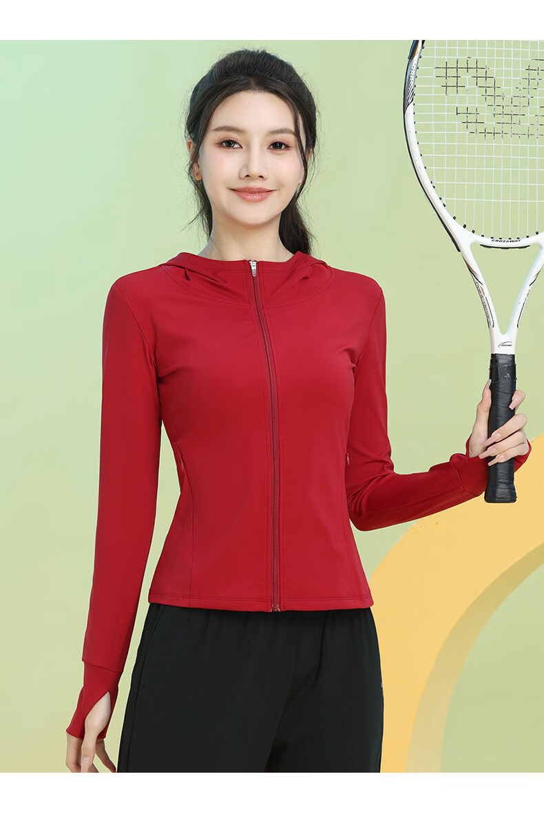 Baisirun Four-Season Outdoor Running Sports Fitness Women's Quick-Dry Slim Yoga Long Sleeve Black Hooded Jacket Cardigan 6