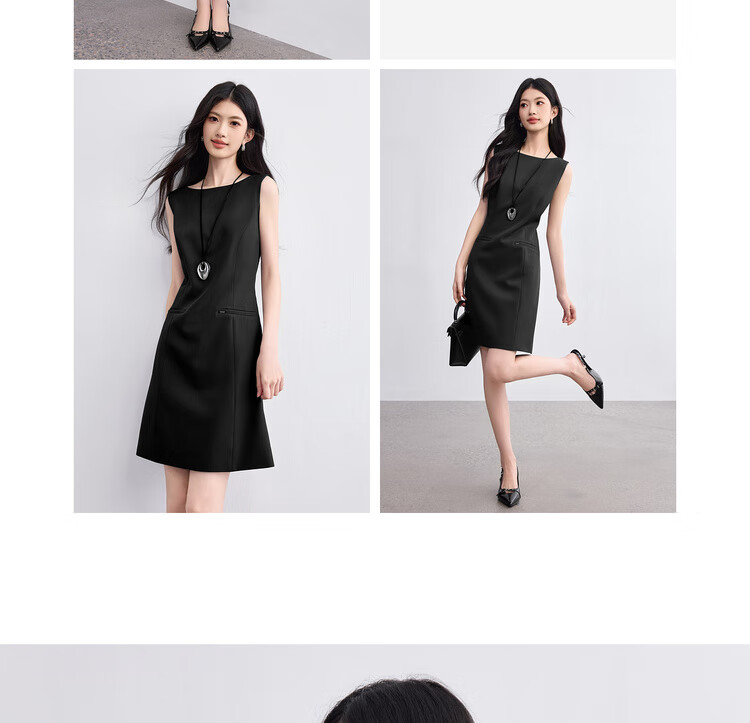 Sentubila Sleeveless Waist-Defined Slim Fit Elegant Gray Mid-Length Dress for Women Summer Office Wear 21