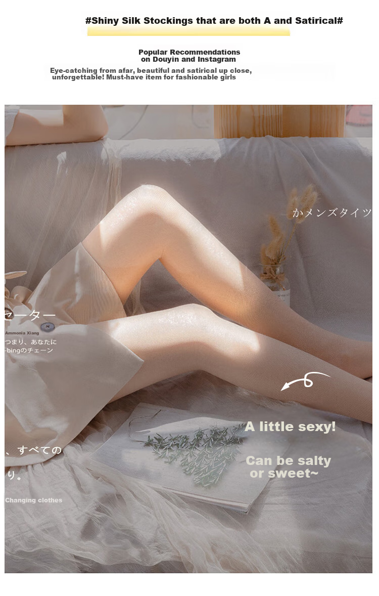 LangSha Luminous Silk Stockings for Women, Summer Thin Pantyhose, Sexy Invisible Base Layer Long Socks, Black 2 Pairs, One Size Fits All 7