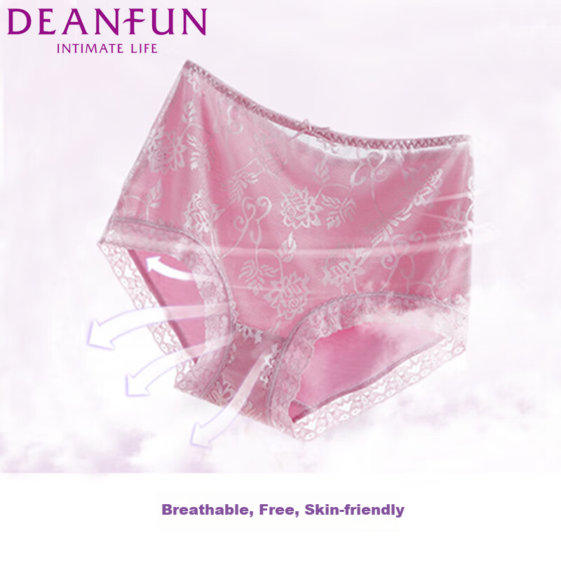 Женские трусы Deanfun, кружевные, с завышенной талией, бесшовные, из сетчатого хлопка, однотонные, 2 шт., размер L
