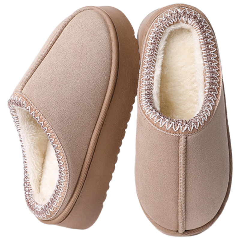 LangSha Autumn Winter New Thick Sole Height Increasing Warm Cotton Slippers for Women Indoor and Outdoor Non-Slip Cotton Slippers Off-White 38-39
