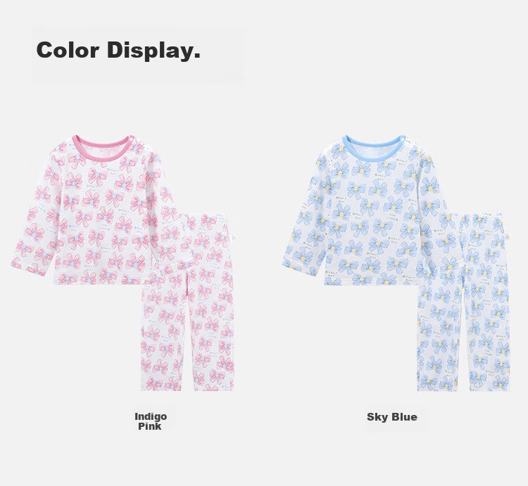 YUZHAOLIN Children's Pajamas Spring Girls' Home Wear Set for Older Kids Air Conditioning Clothes Colorful Bow Tie 8