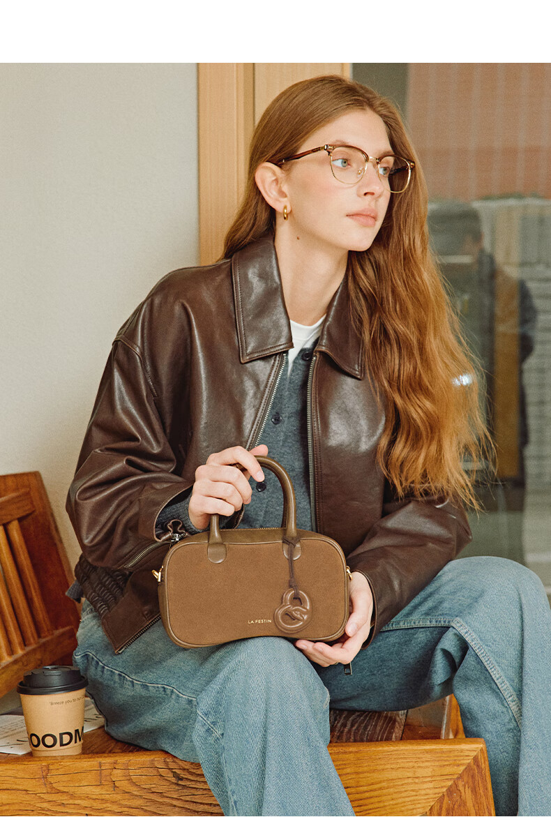 La Festin Top-Grain Leather Chubby 2026 New Crossbody Women's Bag, Handheld Boston Bag, Birthday Gift for Girls 3