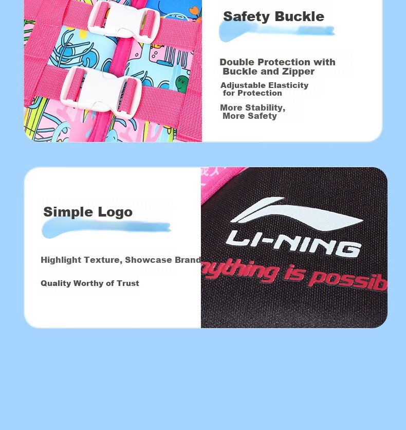 LI-NING Kids Life Jacket Buoyancy Vest Swimming Beginner Professional Safety High Buoyancy Swimwear for Children 20