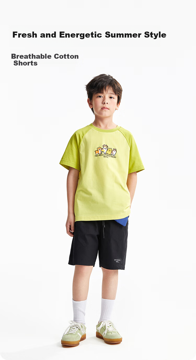 Annil Boys' Shorts, 2025 Summer New Style, Pure Cotton Pants, Casual Breathable Mid-Length Shorts, Jacquard Five-Point Shorts 1