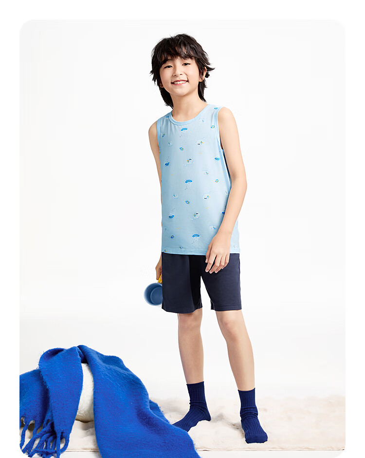 Annil Boys' Clothing Set, Home Wear Vest Set, 2025 Summer New Modal Breathable Elastic Pajamas And Pants 6