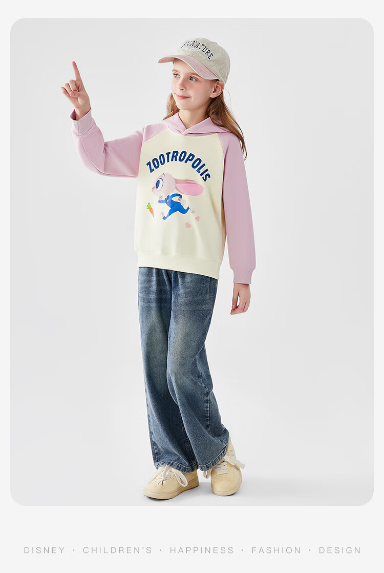 Disney Girls' Spring Hooded Sweatshirt Zootopia Stylish Children's Top Baby Spring Clothes ZL160039 Navy 130 10