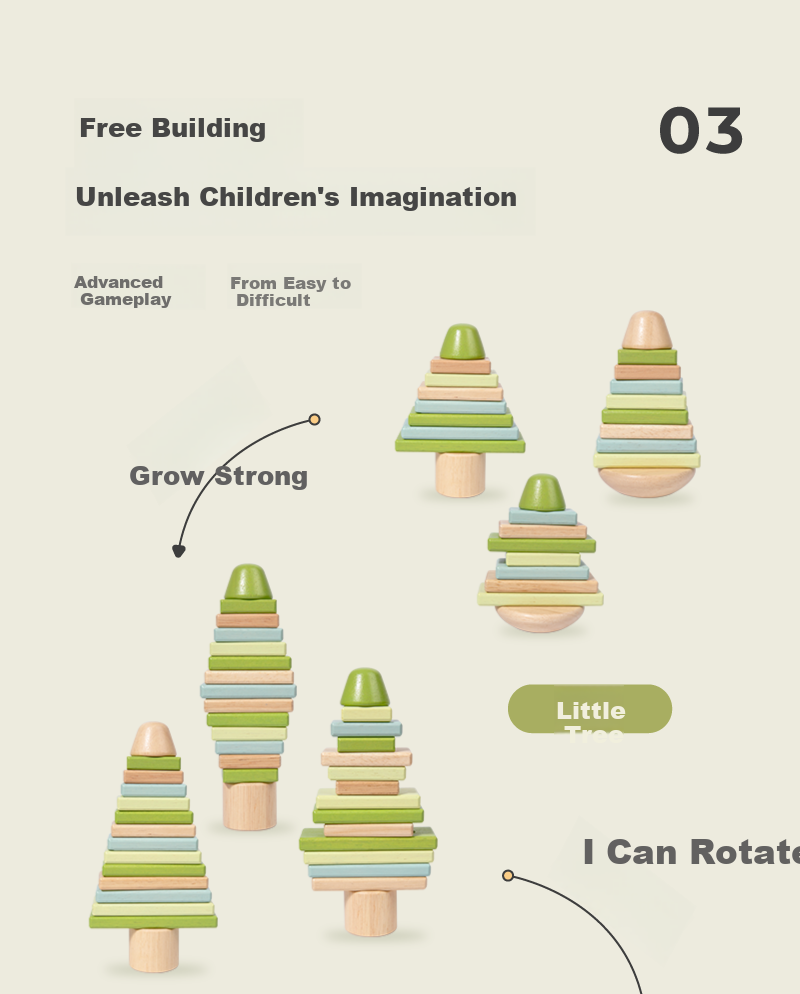 FN Solid Wood Chewable Large Particle Non-Painted Building Blocks Toy for Infants And Toddlers, Boys And Girls, Children's Birthday Gift 5