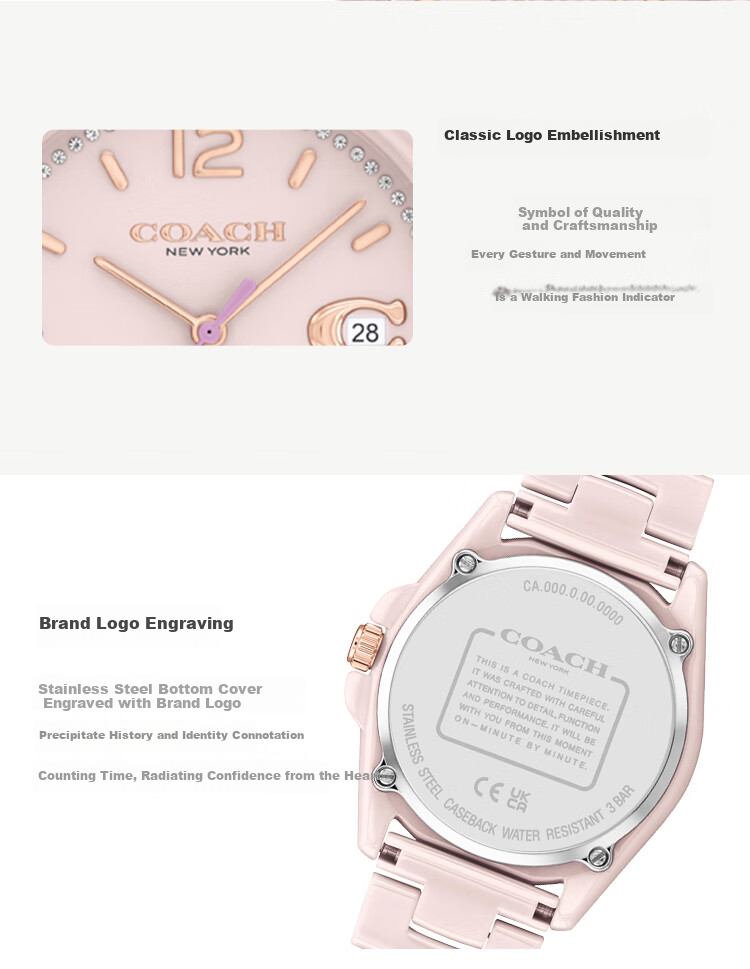 COACH GREYSON Series Ceramic Quartz Women's Watch 14503926, Gift/for Gifting 5
