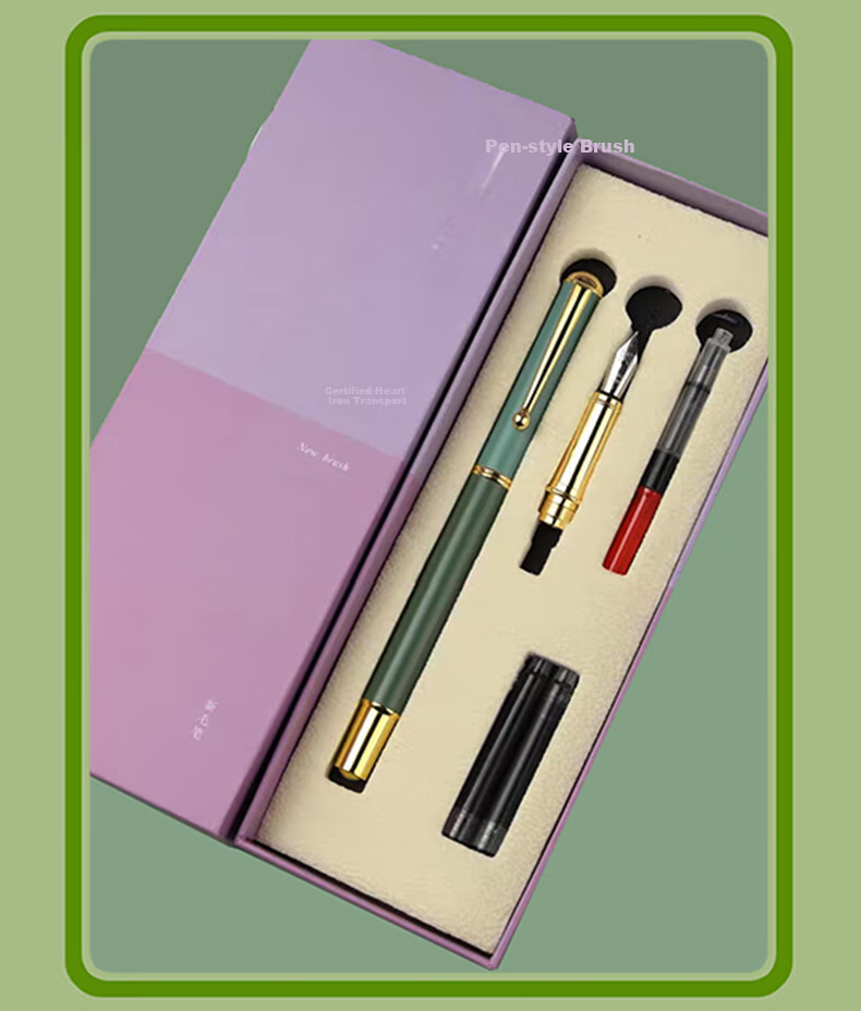 Fenshang Fountain Pen-Style Calligraphy Brush Gift Box Set, Wolf Hair Small Regular Script Brush with Soft Tip, Refillable Ink, Replaceable Ink Cartridge, for Adult And Student Calligraphy Practice, Copying Sutra, And Tracing Character Practice Sheets 2