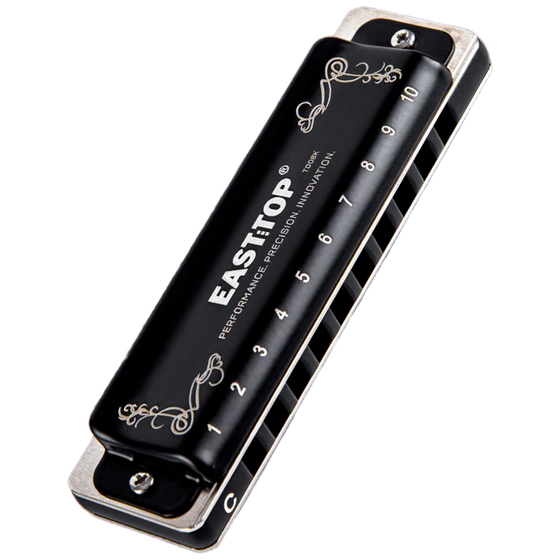 EAST TOP Blues Beginner T008K2.0 Key of C 10-Hole Harmonica Professional Performance Model