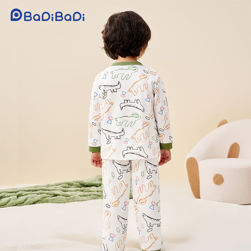 Badibadi Spring Autumn Baby Toddler Kids Homewear Pajama Set Skin-friendly Comfortable Outdoor Air Conditioning Clothes Colorful Dinosaur 130