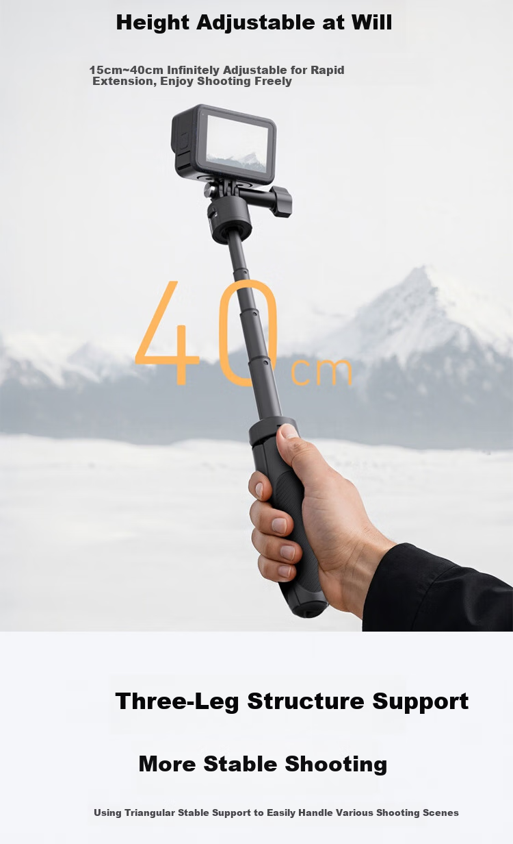 Jingxuan JINGDONG Self-Branded Quick-Release Mini Selfie Stick, Sports Camera Tripod Compatible with DJI Action 6/4, 5pro, GoPro Selfie Stick [Panoramic DJI 360] 2