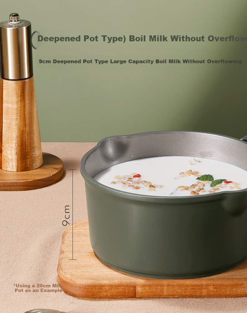 CaROTE Non-Stick Milk Pot, Baby Food Cooker, All-In Pan for Frying, Steaming And Boiling, Suitable for Noodles, Compatible with Gas Stoves, 18cm 3