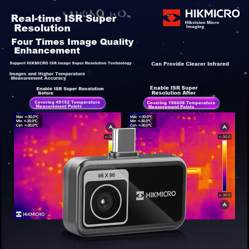 Тепловизор HIKMICRO P09 для смартфона, инфракрасный, 192x192, измерение температуры, детектор утечек, Android/iOS