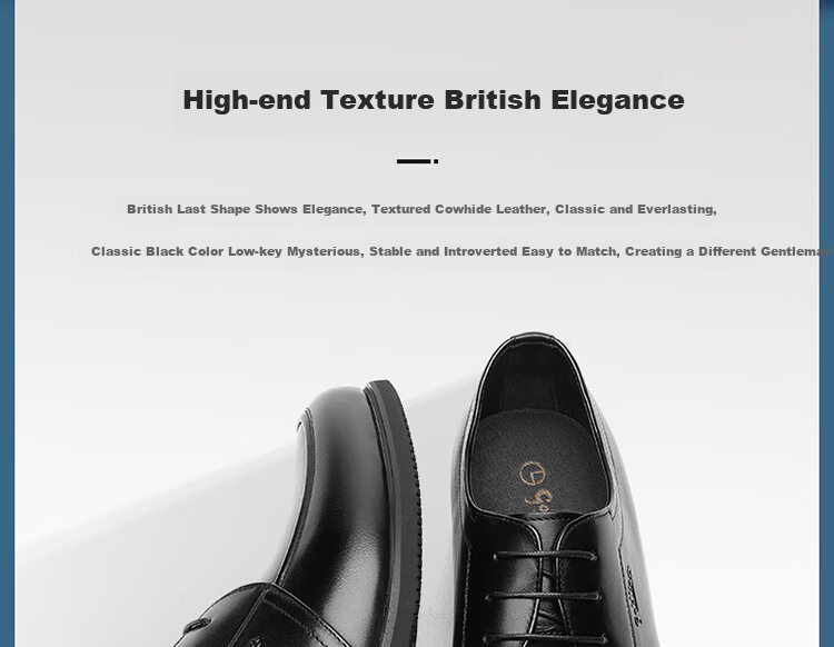 Goldlion Men's Shoes, Business Formal Shoes, Comfortable Breathable Wear-Resistant Simple Fashion Leather Shoes, 53371088201A-Black Size 44 2