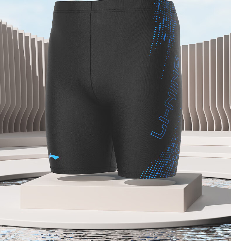 Li-Ning Men's Quick-Dry Chlorine-Resistant Comfortable High-Elasticity 5-Inch Training Swim Trunks Black 3XL 2
