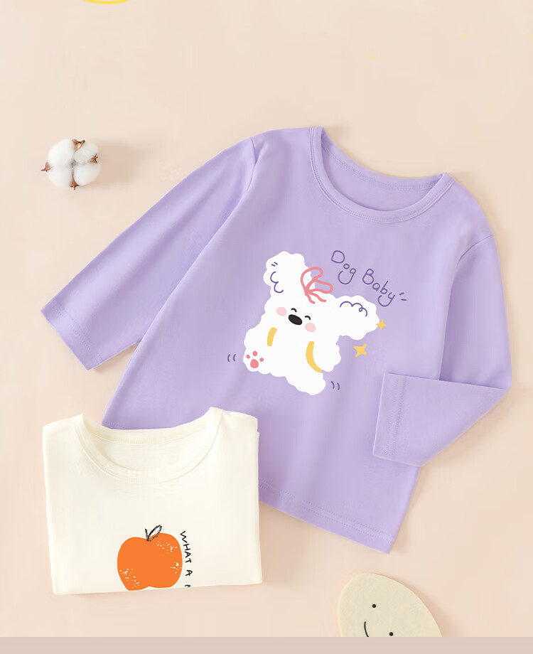 Badibadi Pure Cotton Long-Sleeve T-Shirt for Infants And Children, Spring And Autumn Season, Versatile Undershirt, Casual Top for Boys And Girls 3